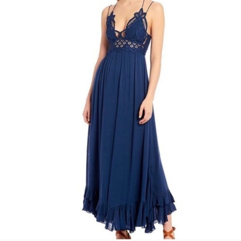 Adella Maxi Slip Navy Lace Dress Size XS
